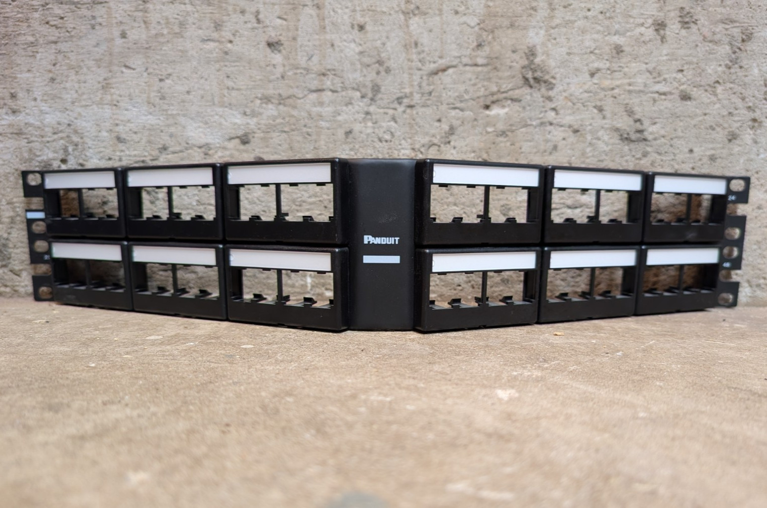 Panduit CPPLA48WBLY Modular Mini-Com Angled 48 Port Patch Panel with Labels