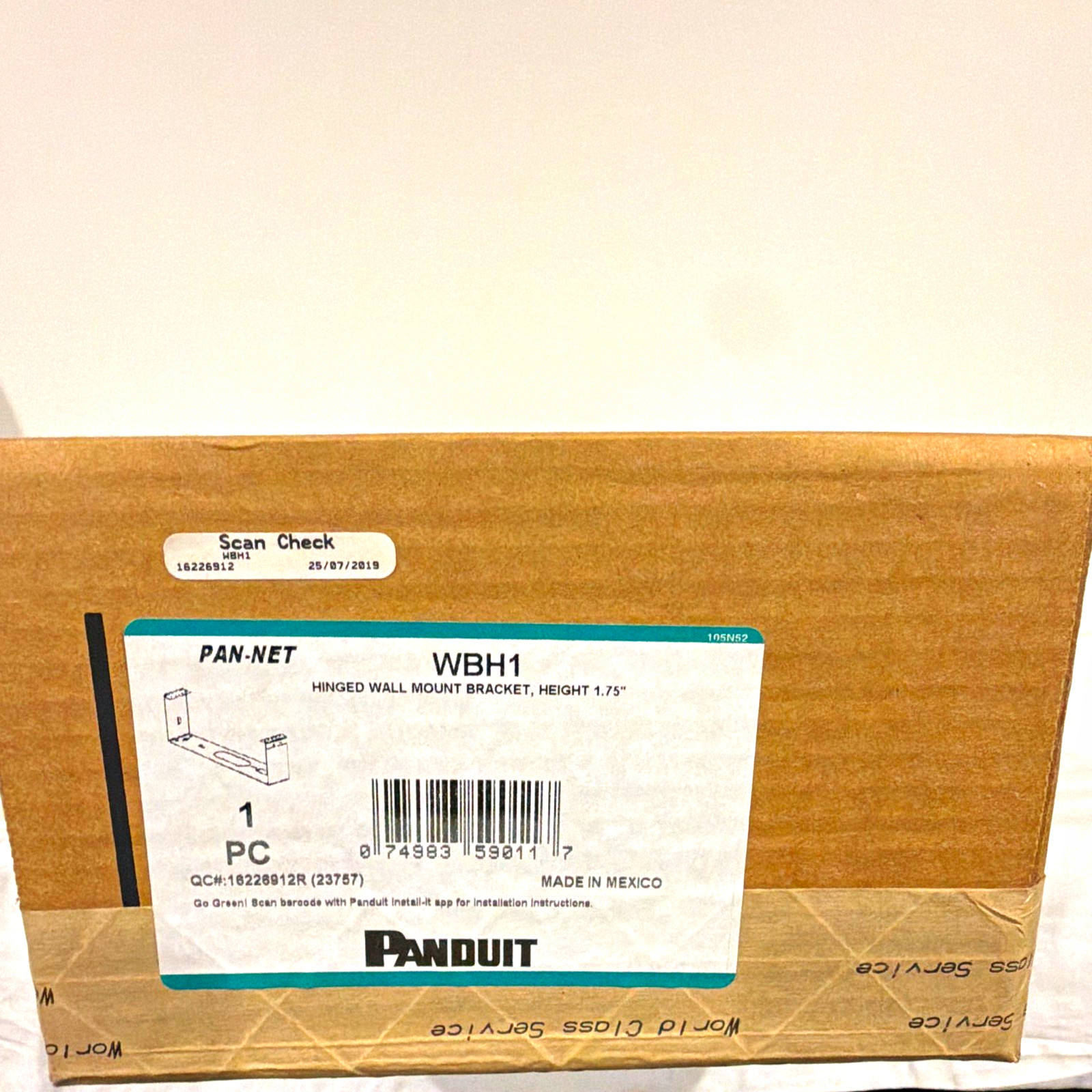 Panduit PAN-NET WBH1 Hinged Wall Mount Bracket 19in 1U 75lb Capacity