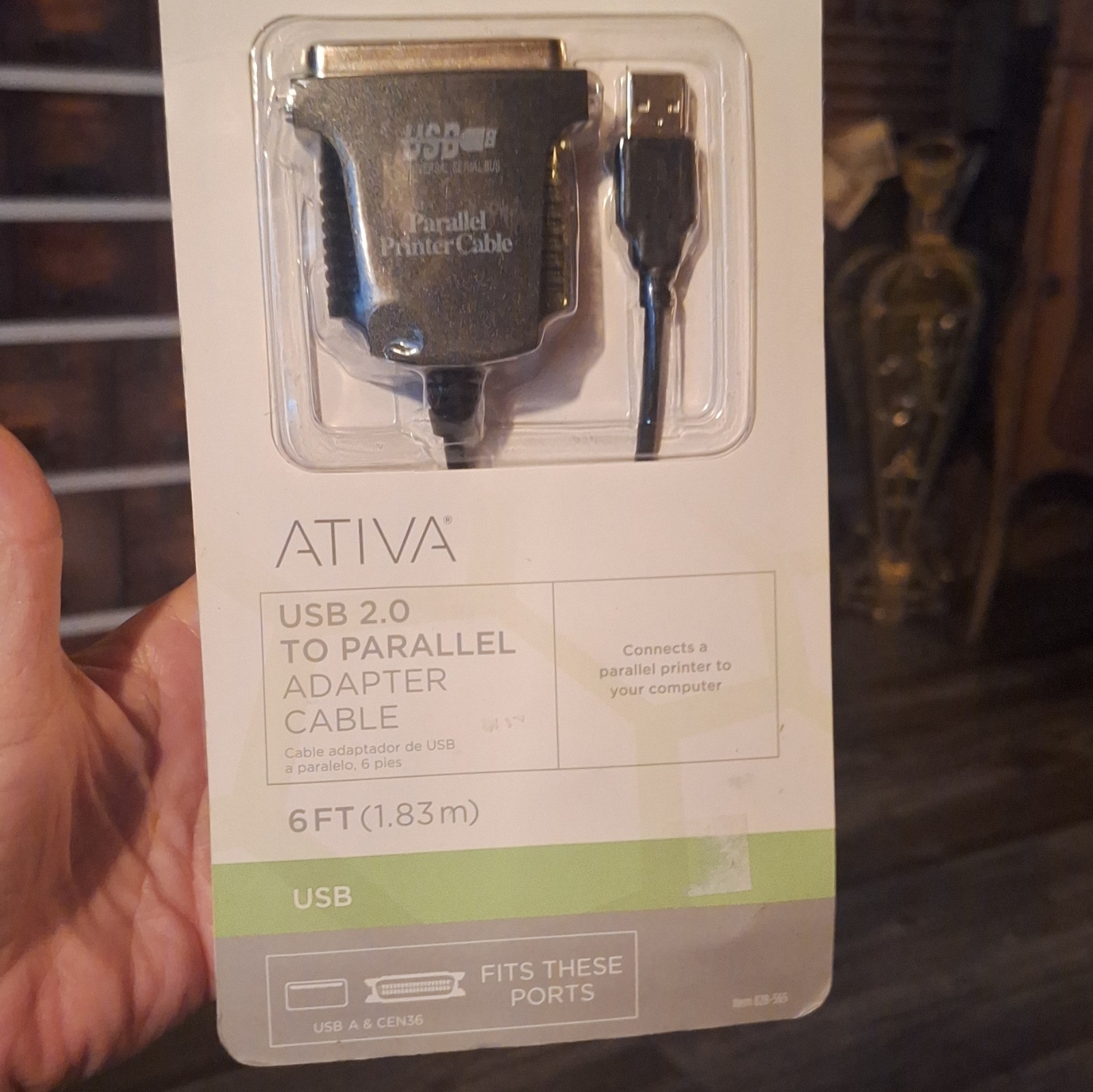 Ativa USB to Parallel Printer Cable 6ft Adapter Cable. New In Package Sealed.