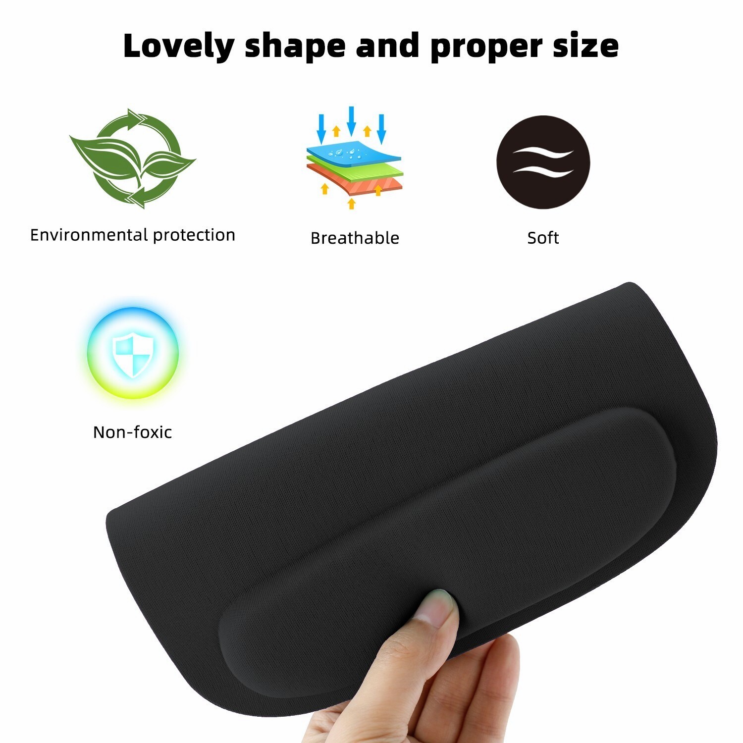 Comfort Square Mouse Pad with Wrist Support to Relieve Pressure, for PC/Laptop