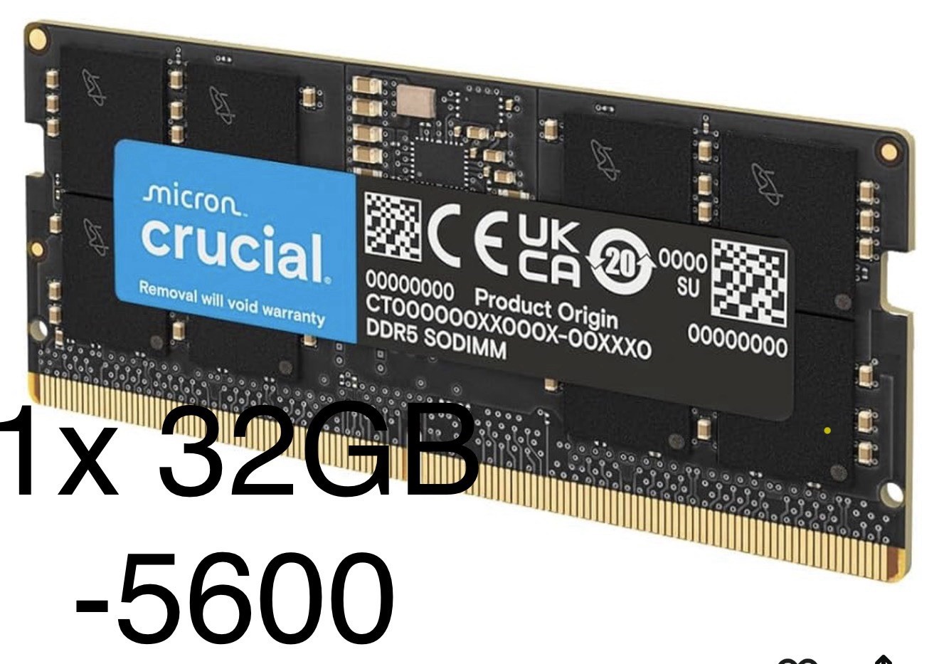 R9 Crucial CT32G56C46S5 32GB DDR5-5600 SODIMM 1.1V CL46 opened box READ
