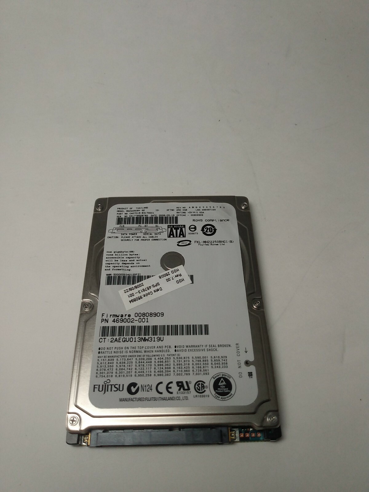 Fujitsu MHZ2250BH P/N CA07018-B31700C1 FW: 00808909 Laptop 2.5" 250GB SATA HDD