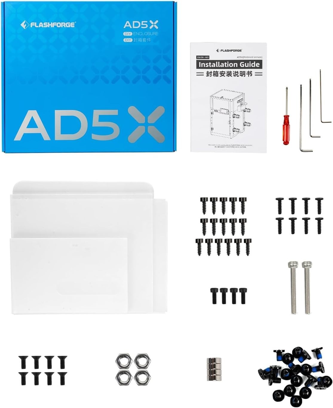 FLASHFORGE AD5X 3D Printer Enclosure Kit Safer and Quieter Cover Protection DIY