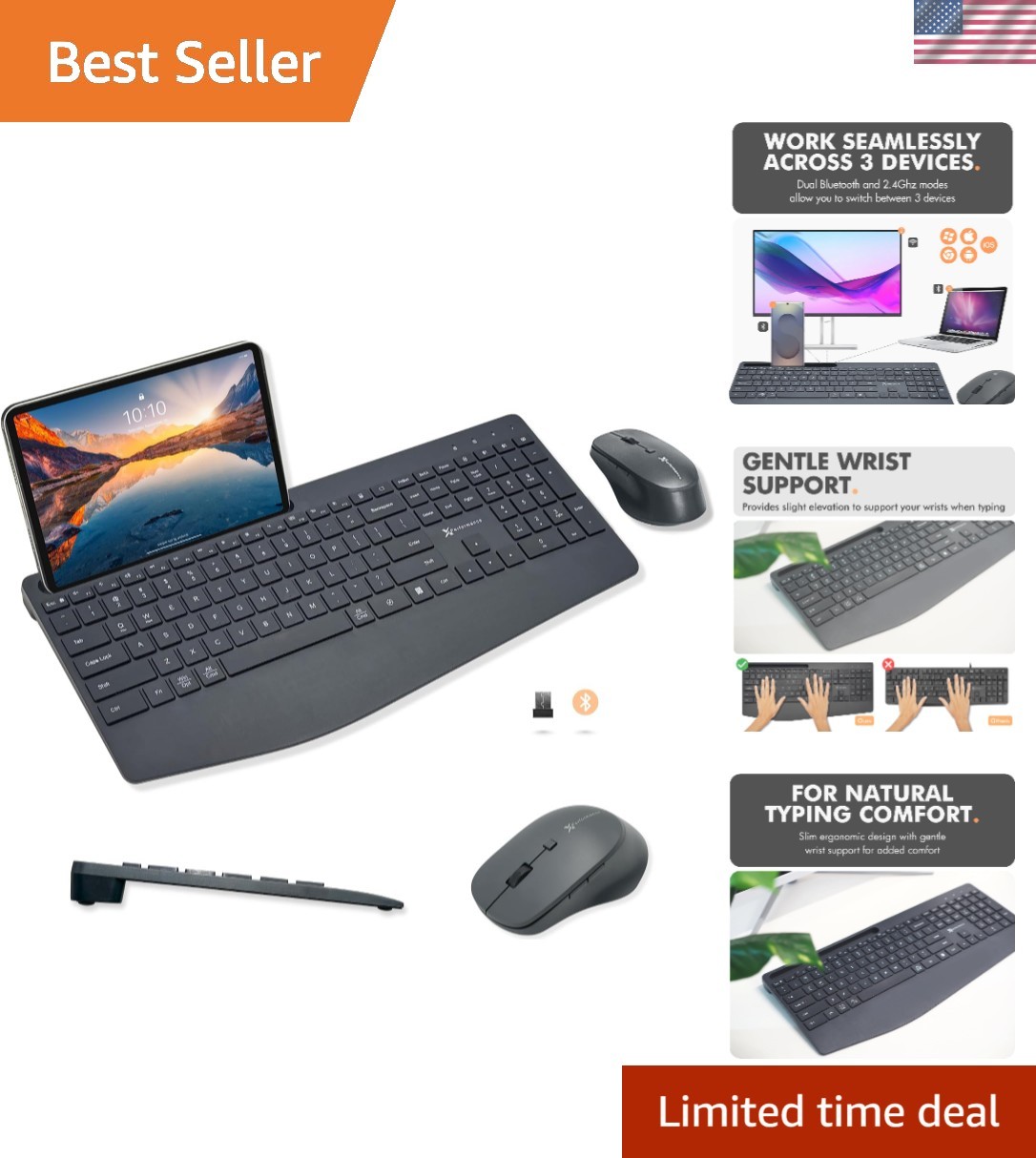 Versatile X9 Keyboard and Mouse Combo - Connects Easily to Windows, Mac & Mobile