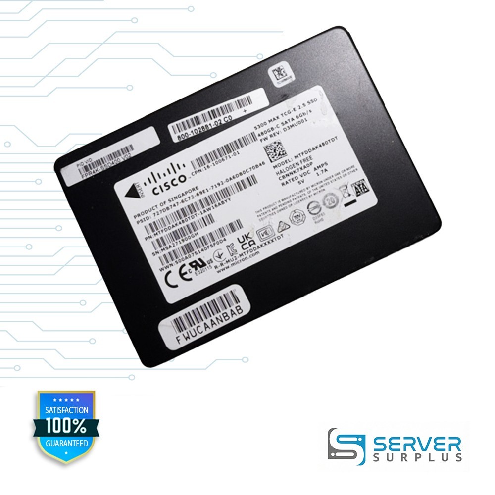Cisco Micron 5300 MAX 480GB SATA III 6Gb/s 2.5" Enterprise SSD (FPR4K-SSD400)