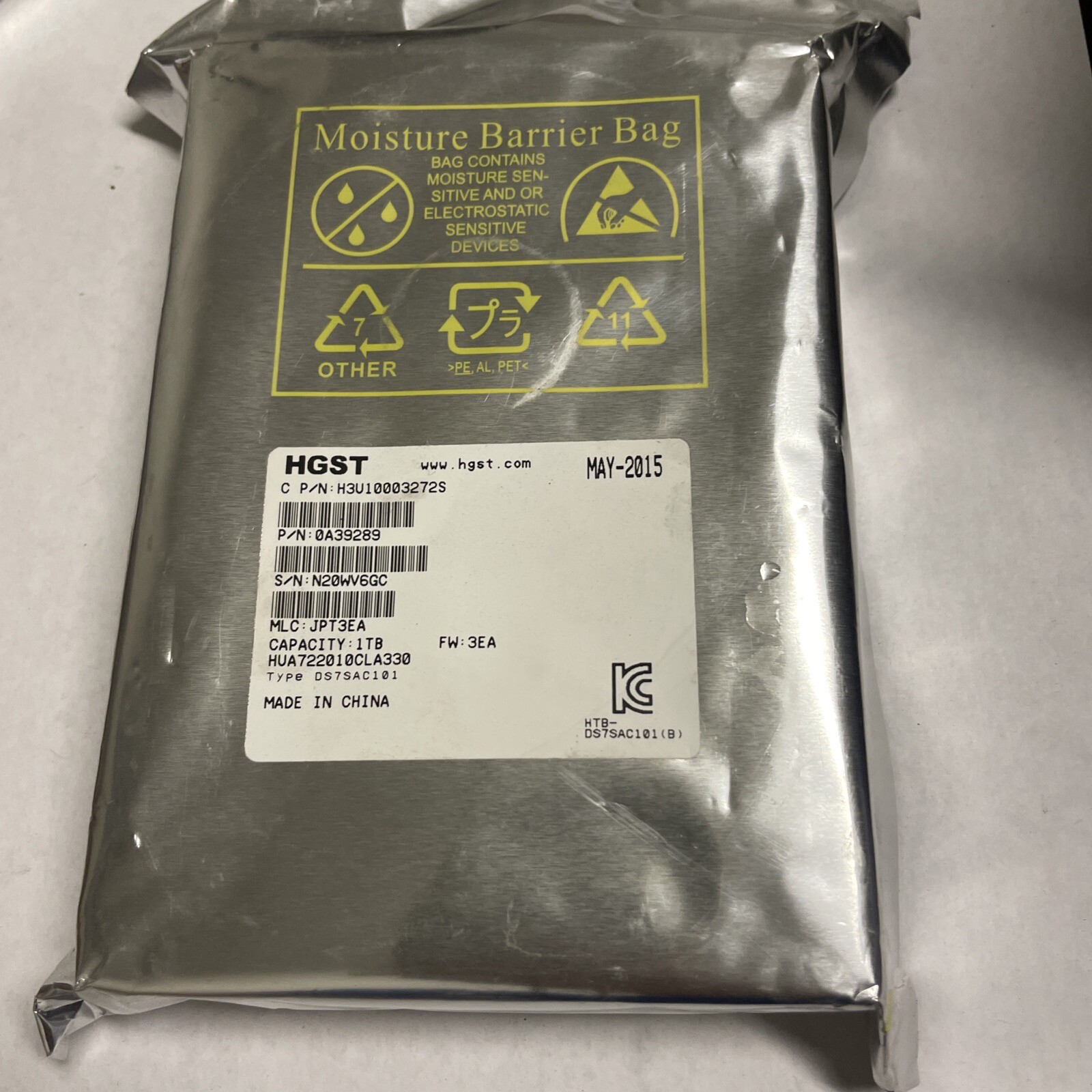 Hitachi Ultrastar 1TB 3.5" Sata Hard Drive HUA722010CLA330  PN: 0A39289