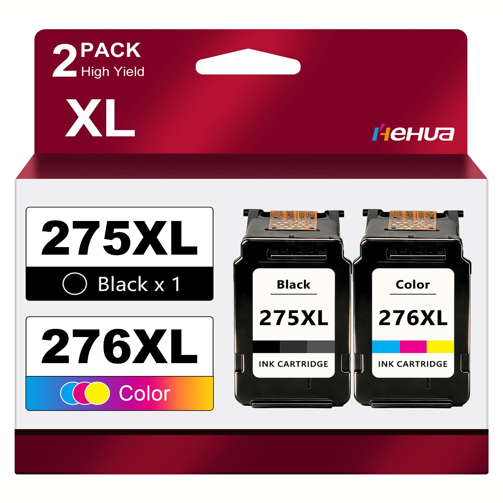 2 Pack PG-275XL CL-276XL Ink Cartridges For Canon PIXMA TS3522 TS3722 TR4722