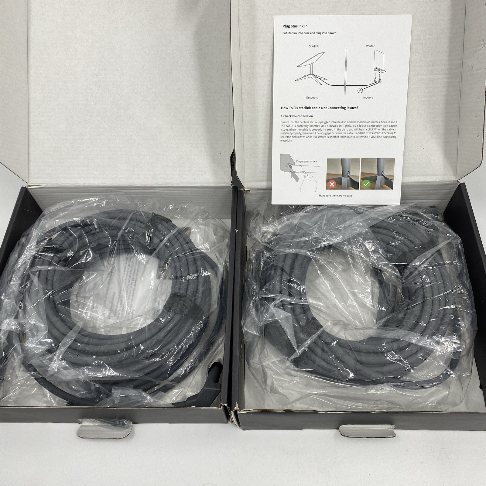 Lot 2 50 Foot Extension Cable for Starlink Gen 2 Cable Replacement Dish to Route
