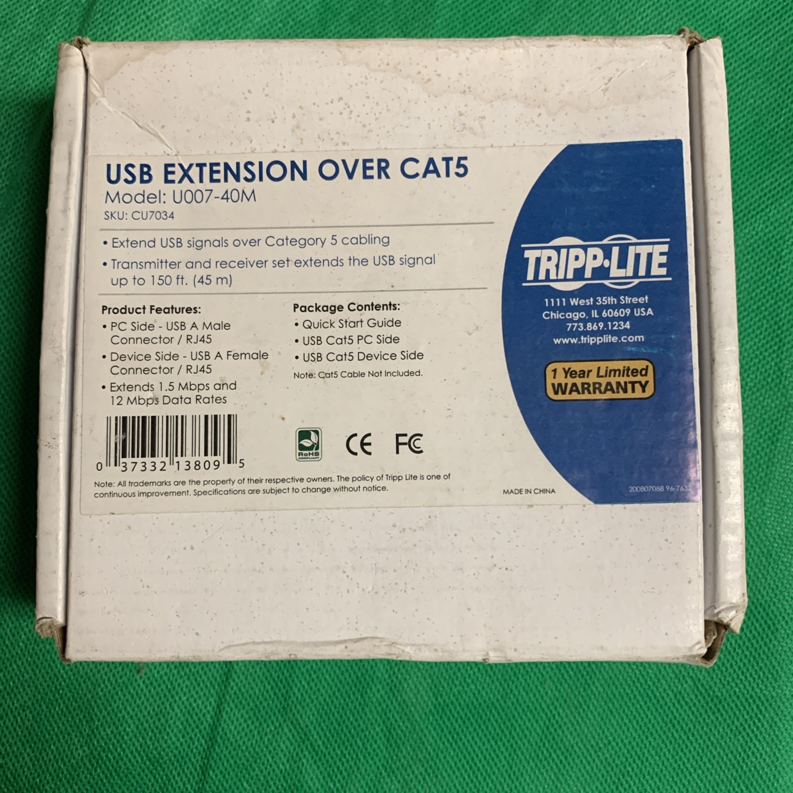 NEW Tripp-Lite B202-150 1-Port USB Over Cat5 Extender Kit, up to 150'