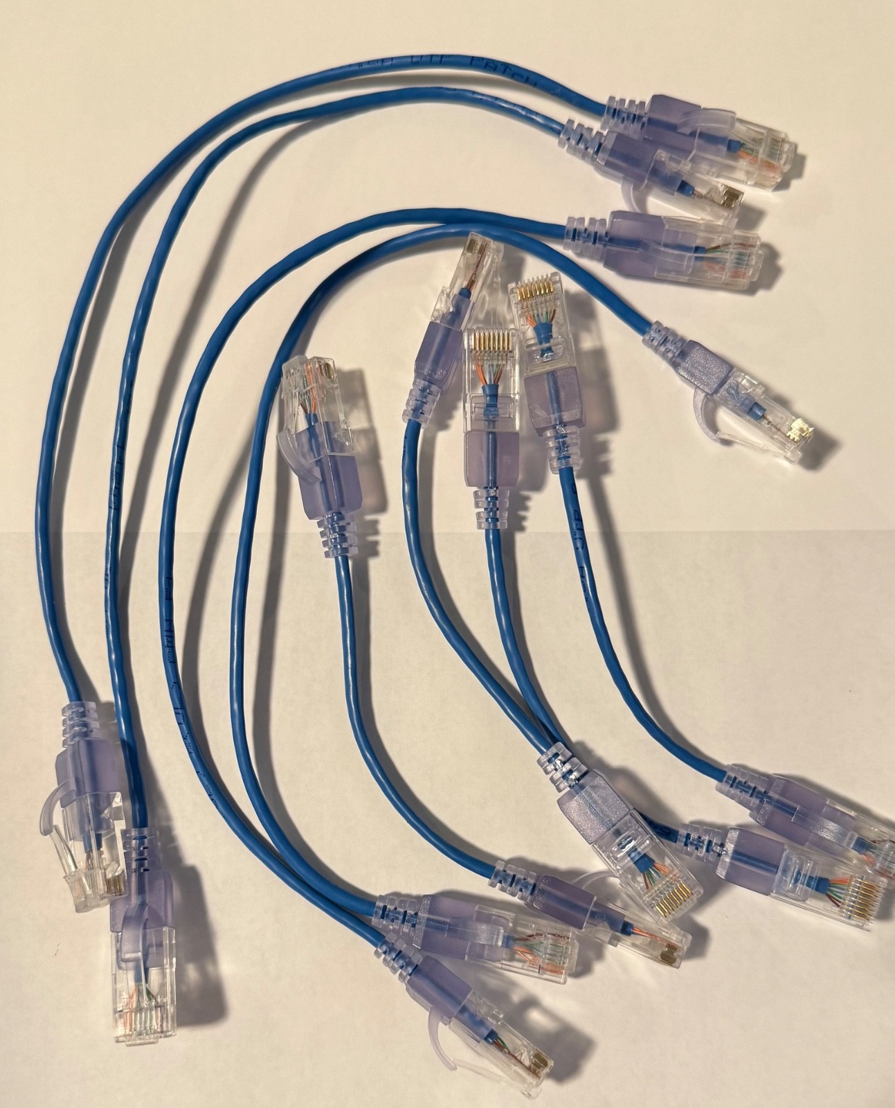Monoprice SlimRun Cat6A Ethernet Patch Cable RJ45 9in 3in Blue 8-Pack
