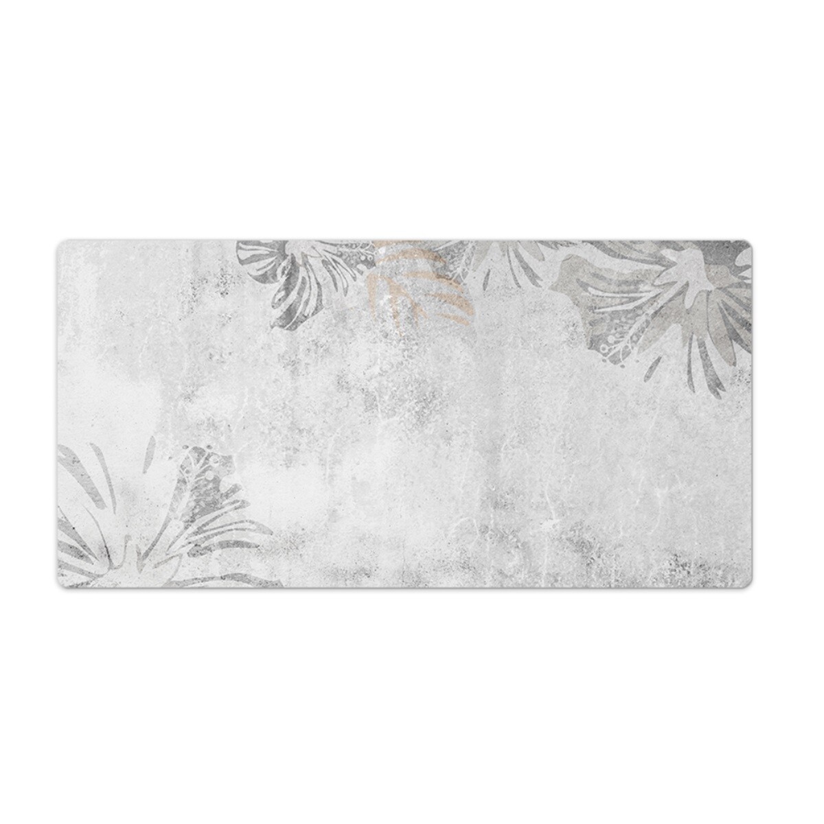 Decorative Pad Mat For Desk PC Laptop Keyboard Grey concrete and flowers 90x45