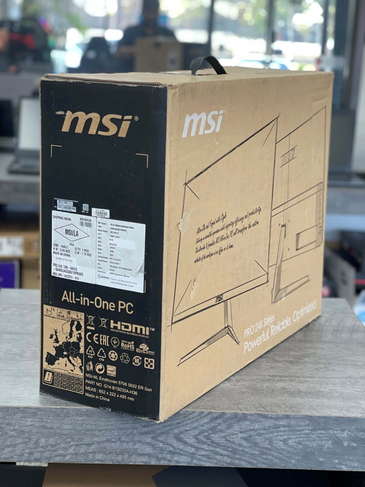 MSI PRO 24X 10M-046US 24" All-in-One PC, 2.4GHz, 64gB SSD + 500GB, 4GB RAM W10P