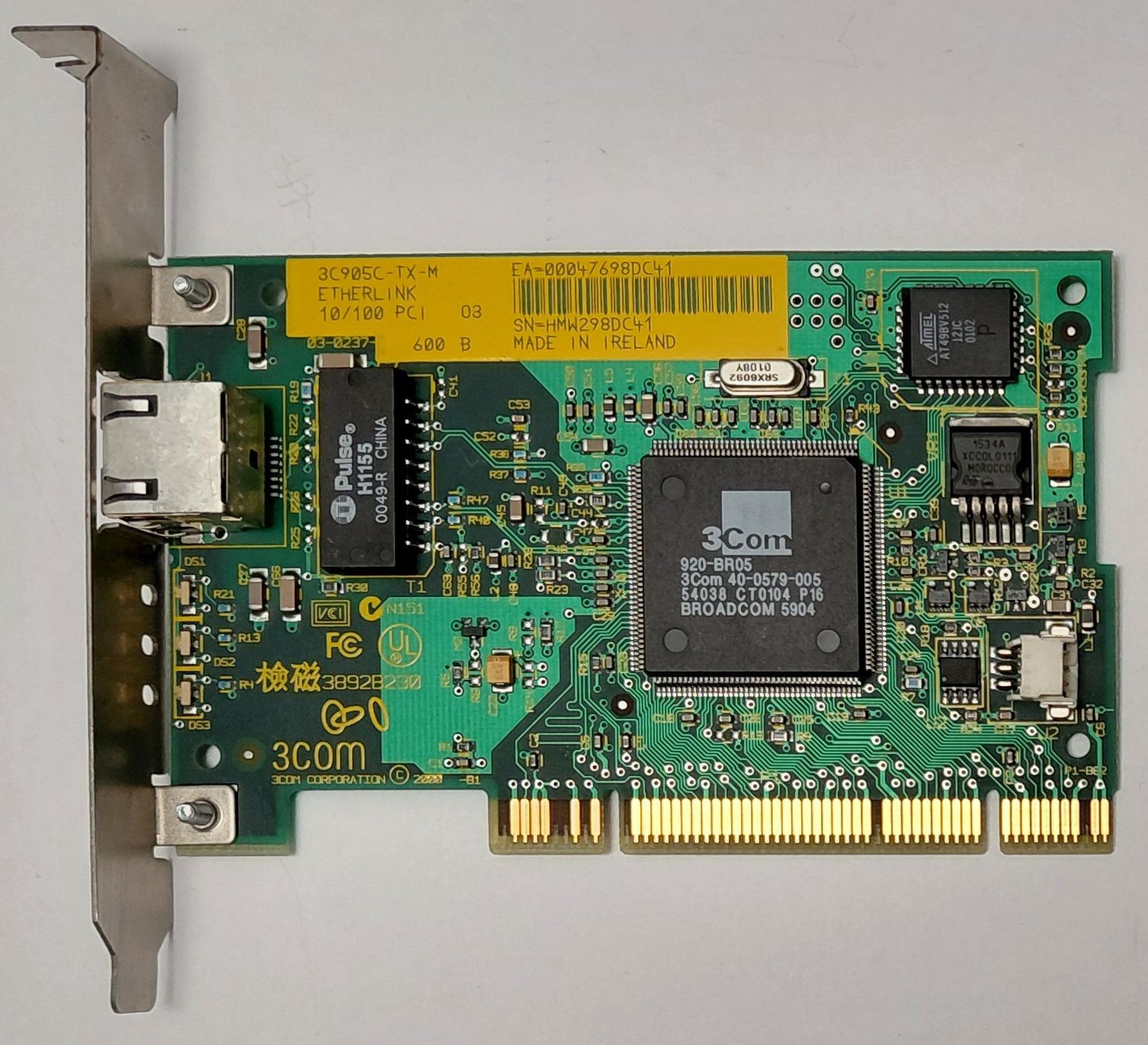 3COM EtherLink 10/100 XL PCI 3C905C-TX-M Network Card (RJ45, Retro, 2001)