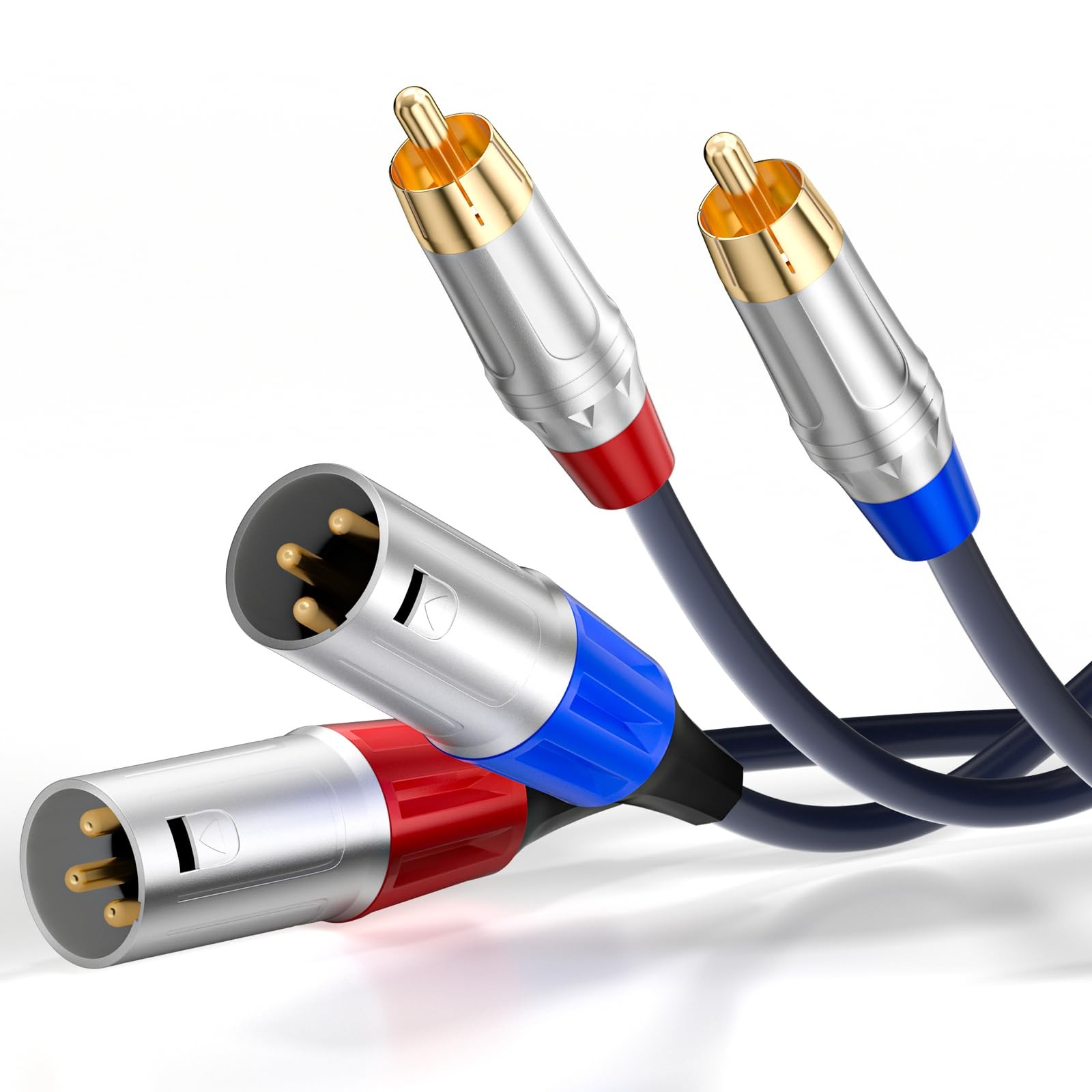Tisino Dual RCA to XLR Cable, 2 2 Male HiFi Stereo Audio 1m, Blue