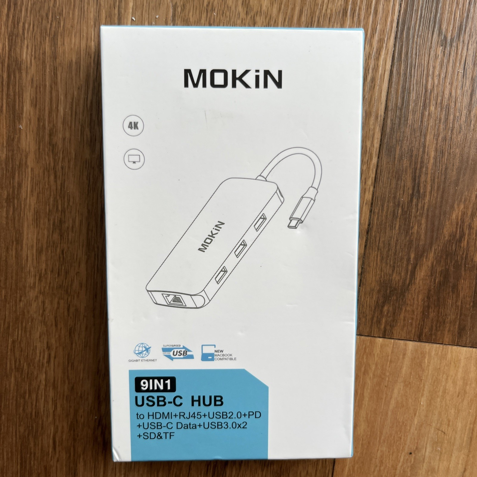 Mokin 9-in-1 USB-C Hub HDMI + RJ45 +USB2.0 + PD +USB-C DATA + USB3.0x2+SD&TF