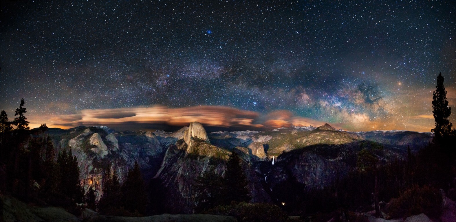 Landscape yosemite national park starry night milky way Custom Gaming Mat Desk