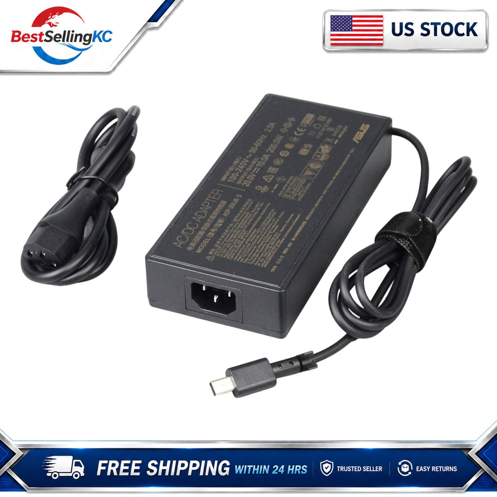 200W Charger for ASUS ROG Zephyrus G16 GU605 GA605 TUF A14 FA401 Rectangle Tip