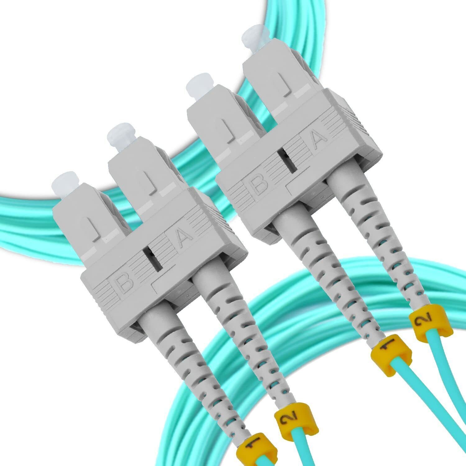 OM3 LC to LC Fiber Optic Patch Cable Multimode Duplex 50/125 Aqua LC LC 1M - 15M