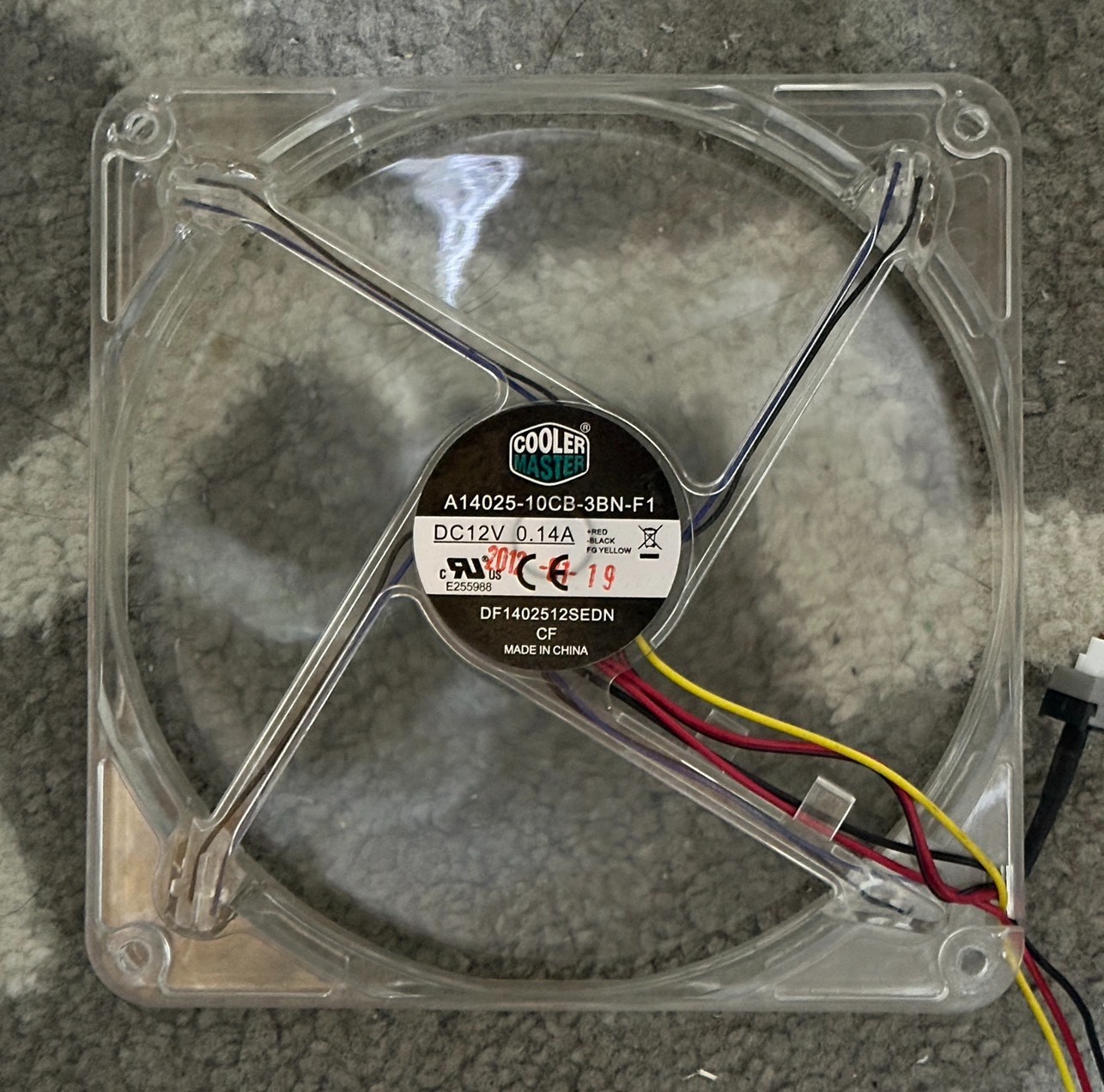 COOLER MASTER A14025-10CB-3BN-F1 DF1402512SEDN 14CM BLUE LED CLEAR FAN 12V 0.14A