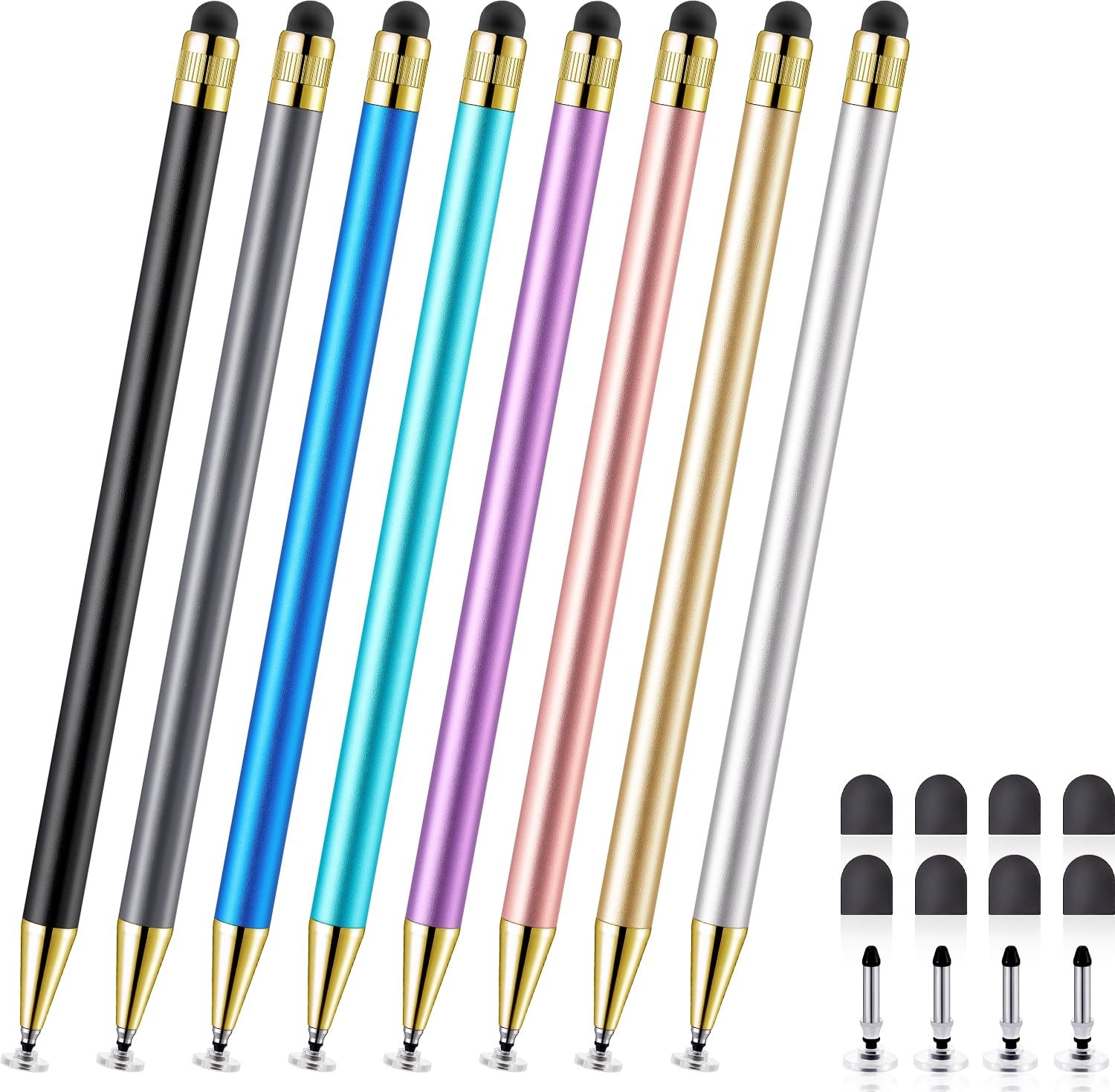 LYNOKI Stylus(8 Pcs), 2-in-1 Stylus Pen for iPad Stylus Pen for Touchscreen
