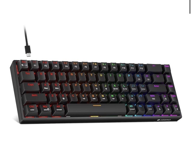 KOORUI 60% Mechanical Gaming Keyboard, Mixed Colors LED Backlit