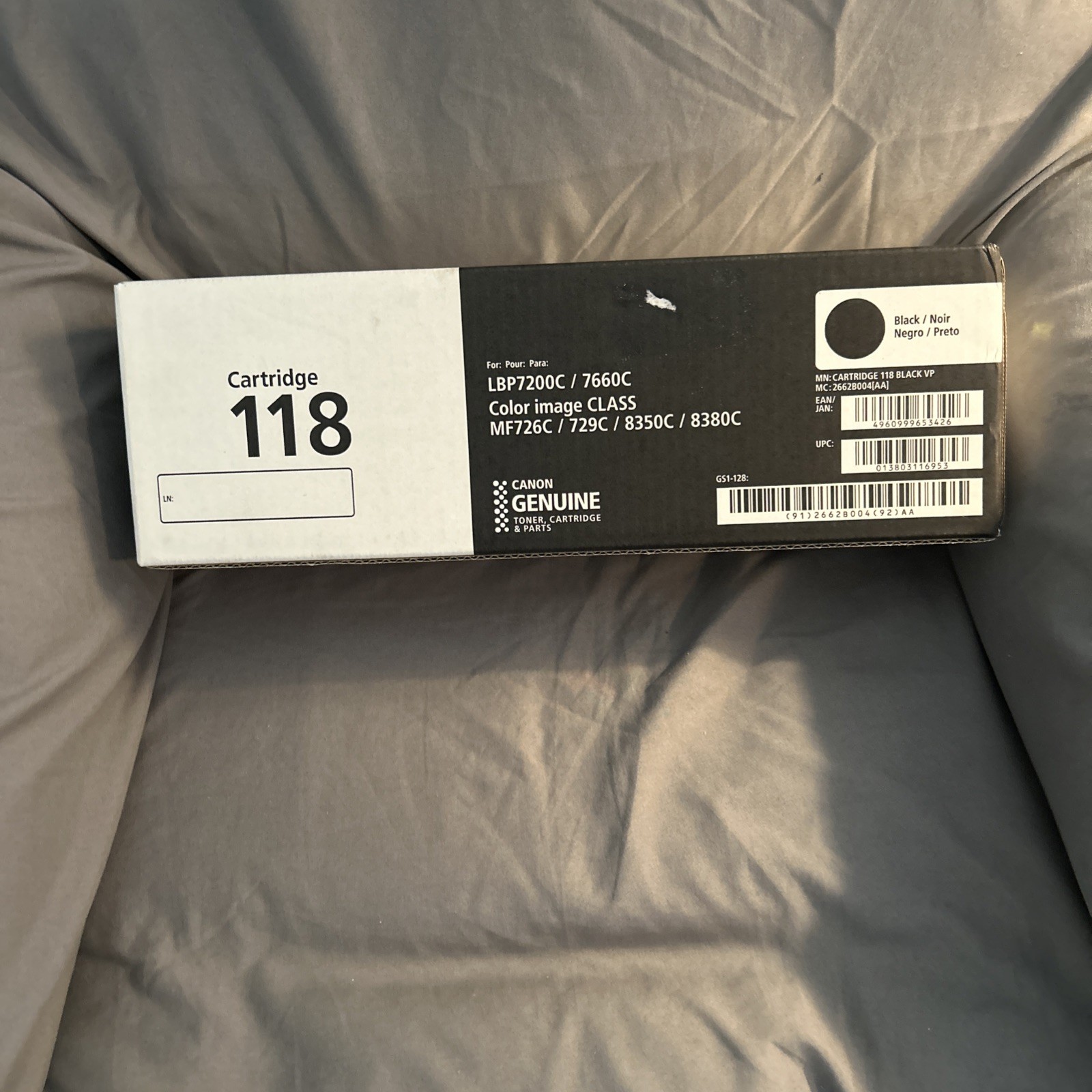 GENUINE CANON 118 (2662B004) BLACK TONER CARTRIDGE