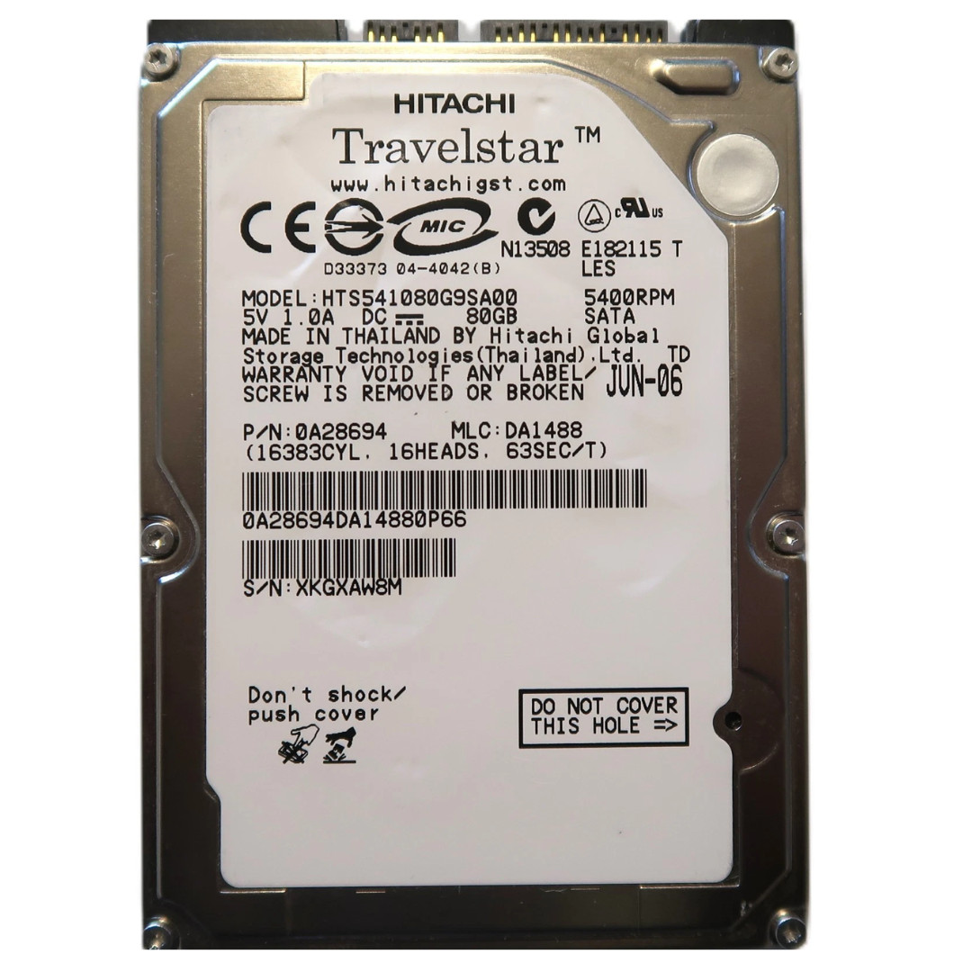 Hitachi 0A27474 Travelstar 5K100 80GB 2.5" SATA HDD HTS541080G9SA00