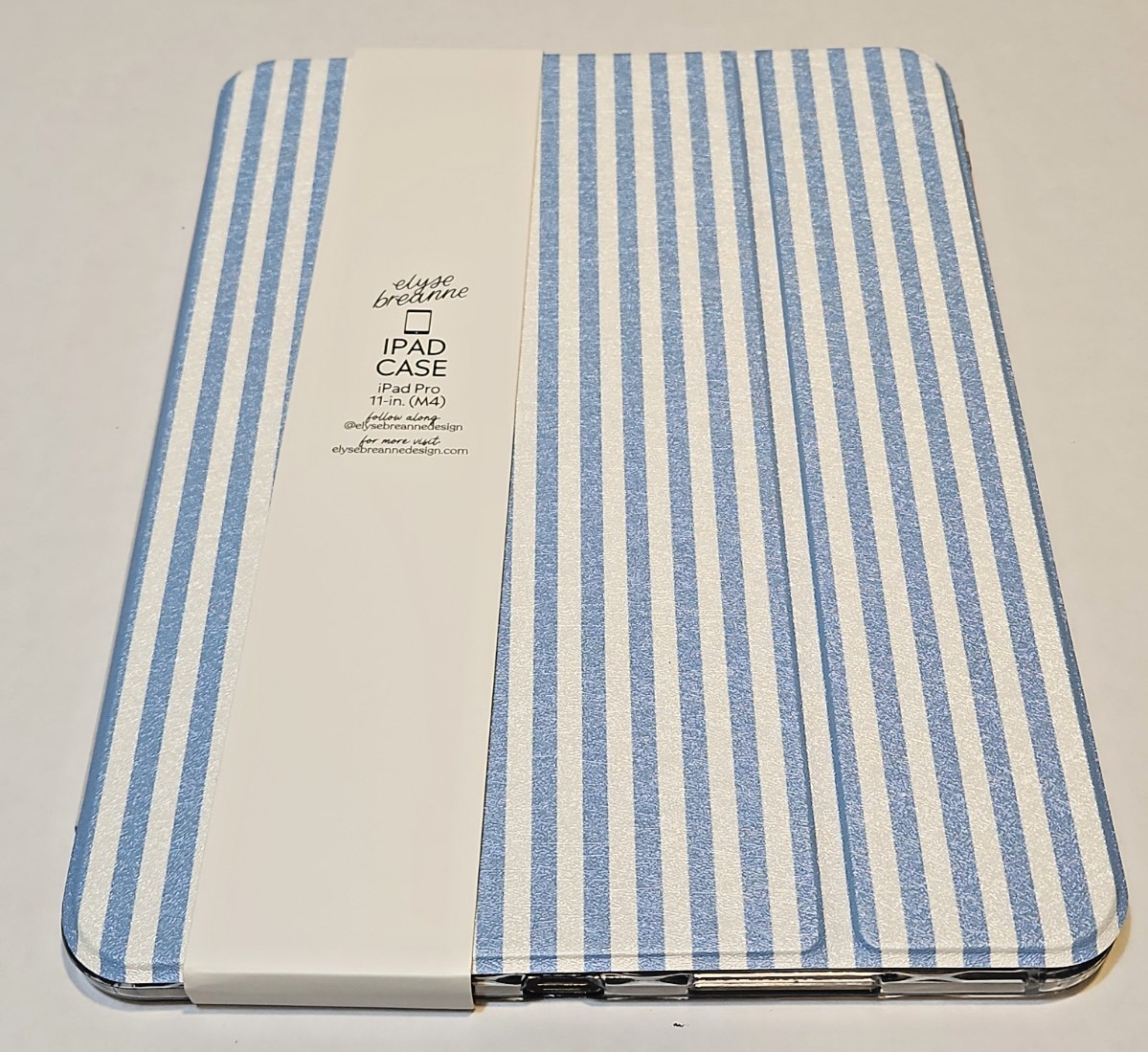 Elyse Breanne iPad Pro 11 M4 Case Blue Stripes Grandmillennial Folio Cover