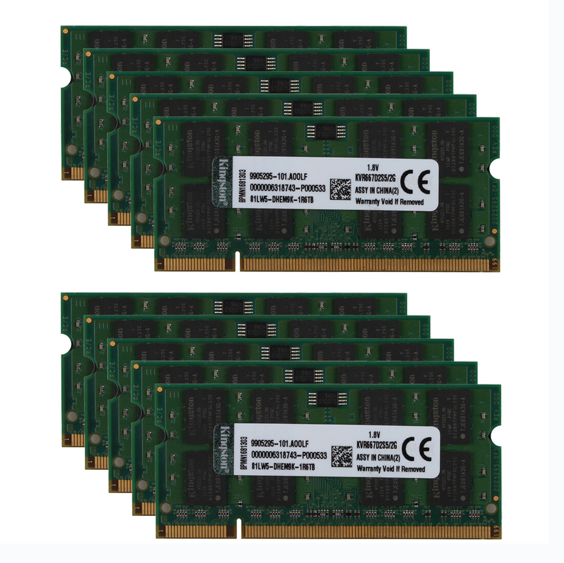 20GB kits Kingston 10X2GB PC2 5300S 2RX8 DDR2 667MHz Laptop Memory SO-DIMM RAM