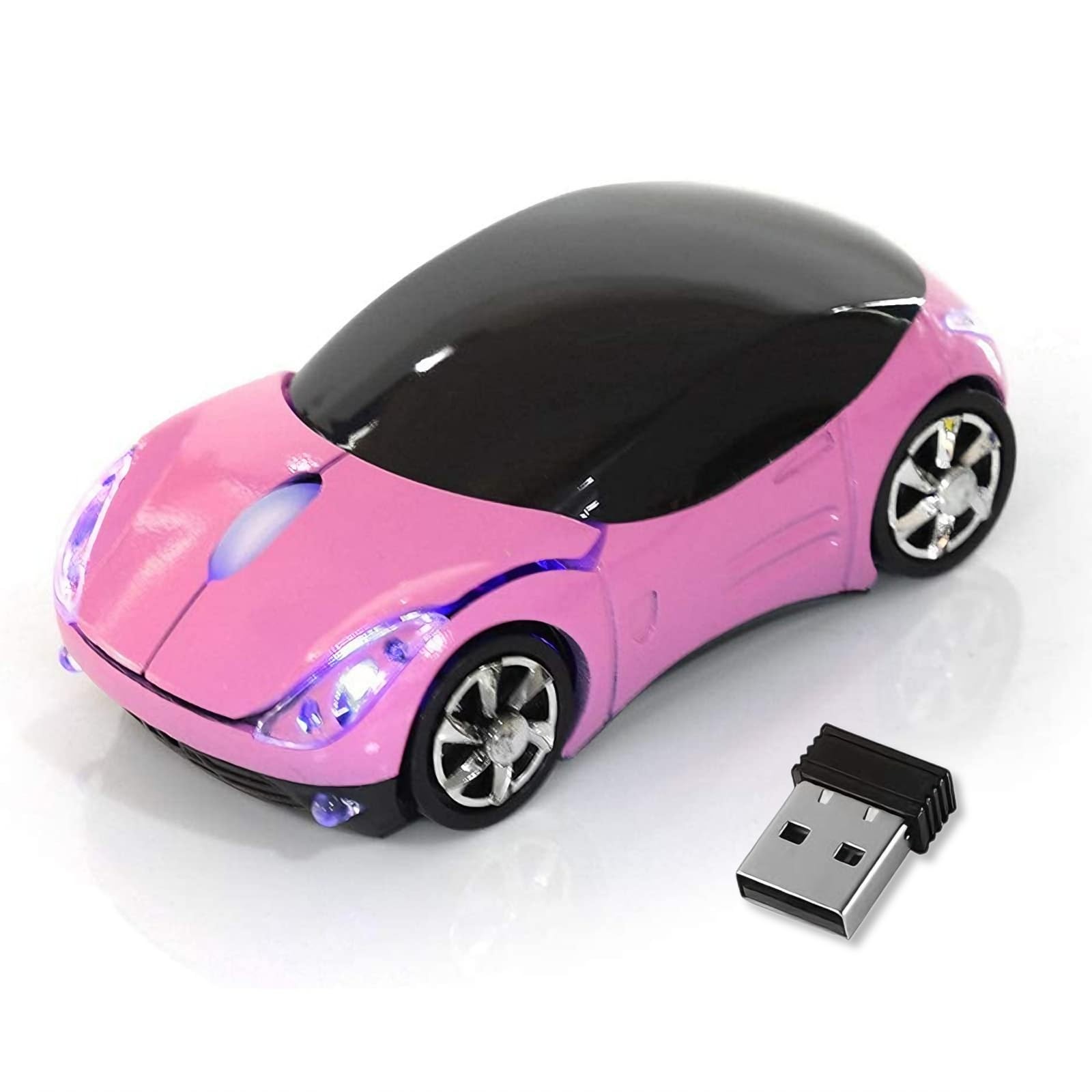 Pink Wireless Car Mouse - 2.4G Wireless with USB Receiver, Optical Mouse for ...