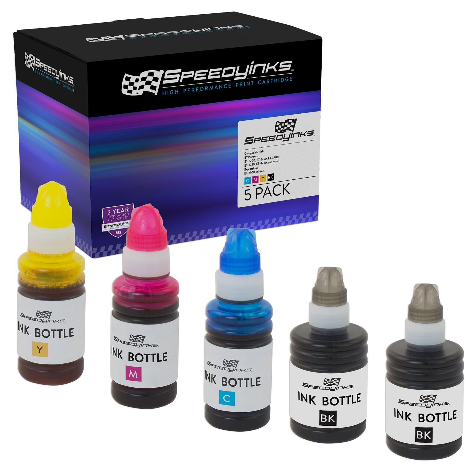 Speedy Compatible 5PK Epson 502 Ink Bottle Set ET 2700, 2750, 3700, 3750, 4750