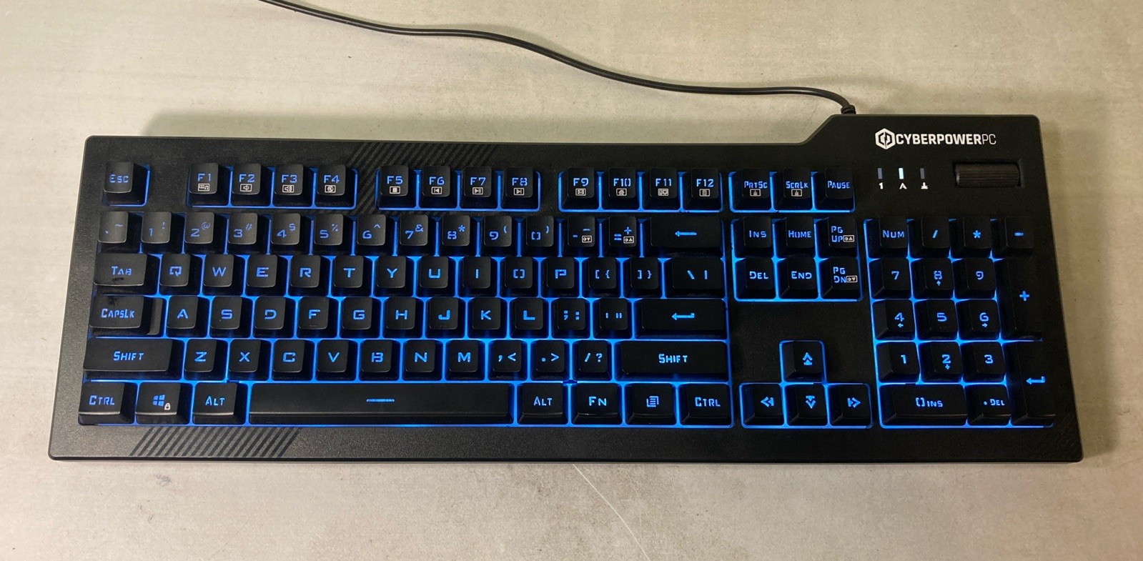 CyberPowerPC Wired Gaming Keyboard White LED Backlit NOHI 01 KB-161-306 - TESTED