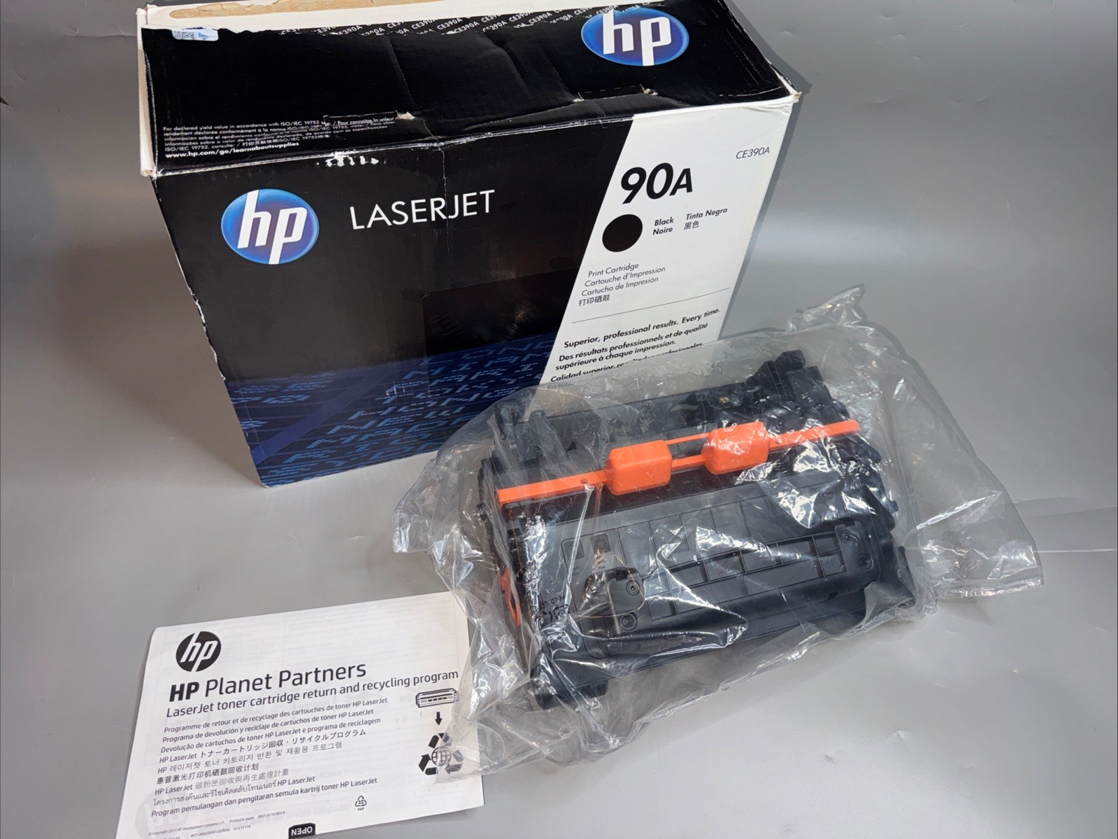 GENUINE HP 90A Black Toner Cartridge CE390A - Open Box