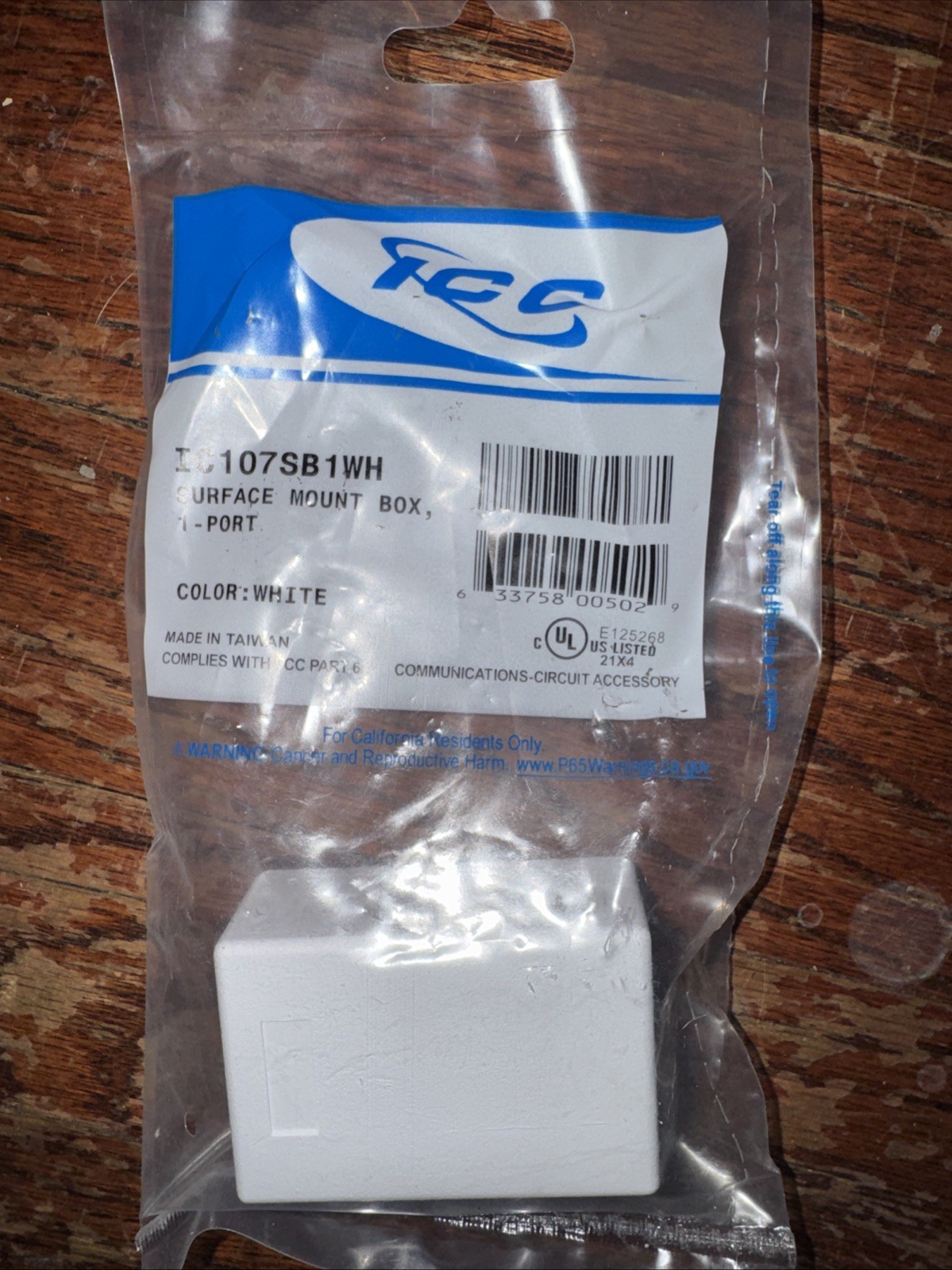 ICC IC107SB1WH Surface Mount Box 1-Port, White