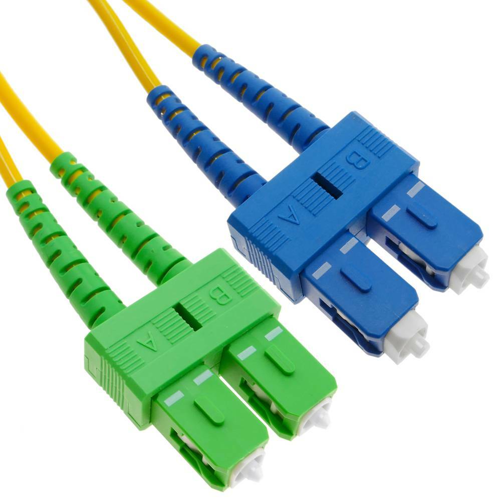 20 PACK LOT 3m SC(UPC)-SC(APC) Duplex 9/125 OS2 Singlemode Yellow OFNR 10FT