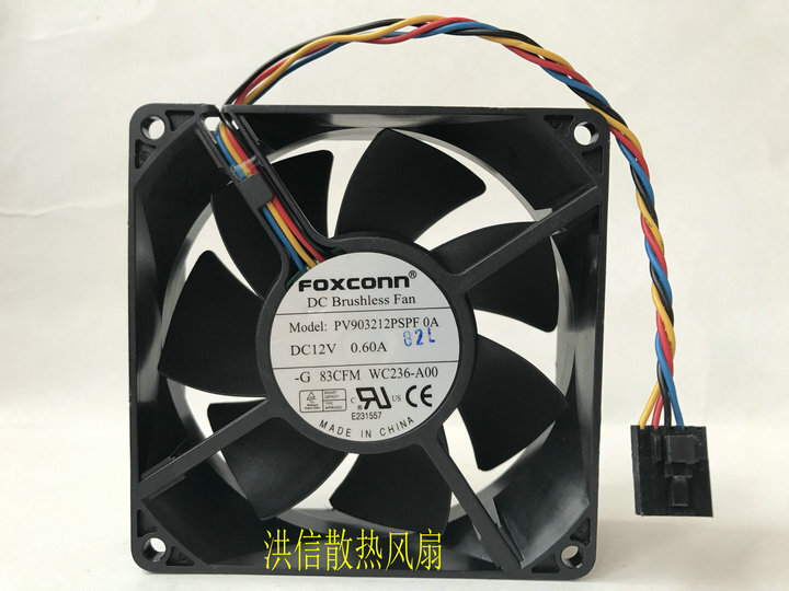 FOXCONN PV903212PSPF 0A 12V 0.60A 4-wire PWM temperature control chassis fan