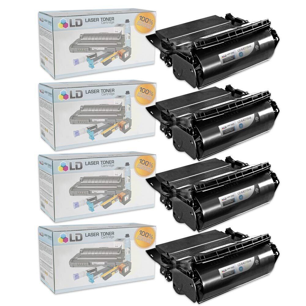 LD 4 Pack 64015HA Black Laser Toner Cartridge for Lexmark T640 T642 T644 T640dtn