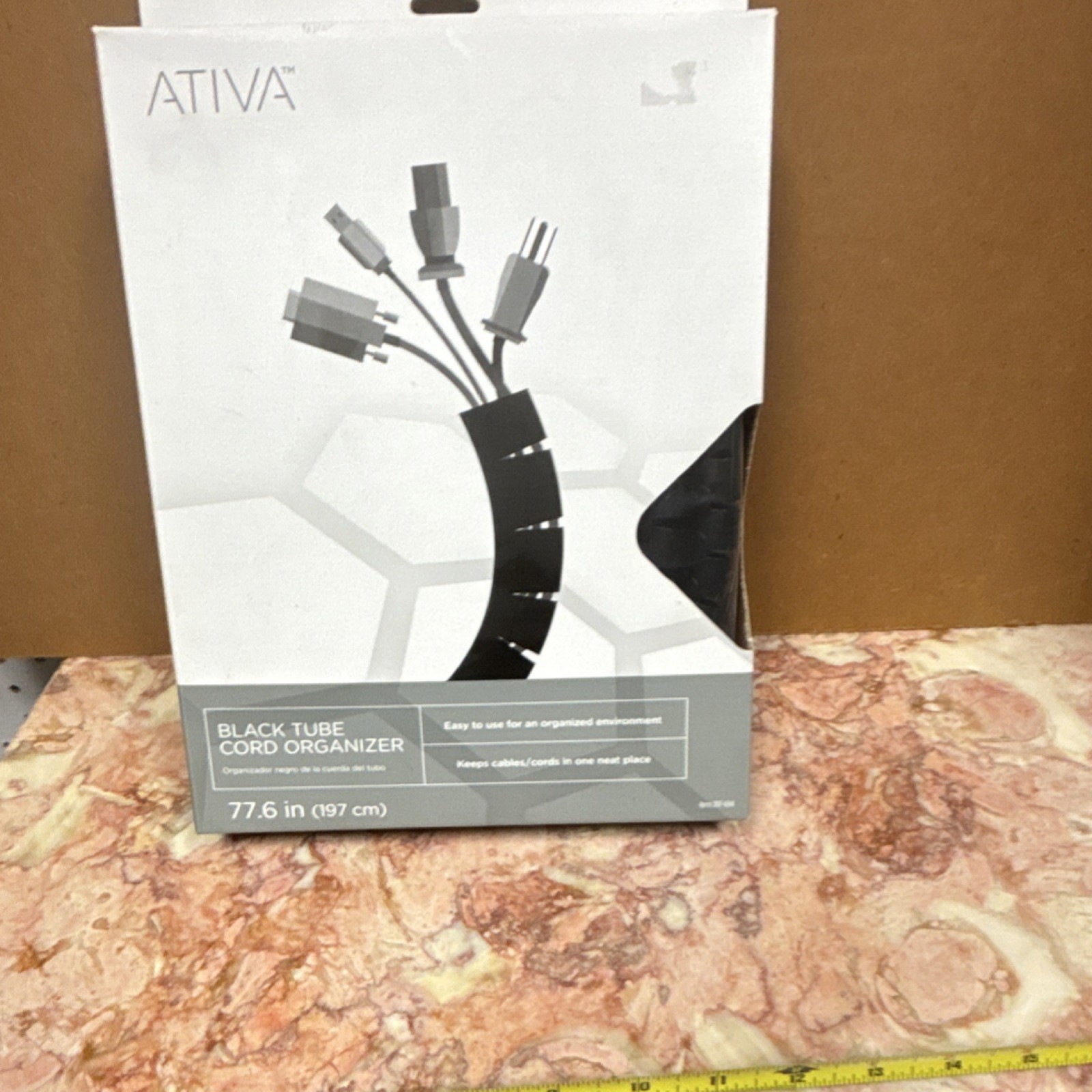 Ativa Black Flexible Polypropylene Cable Cover 77.6 in (197 cm) with Adapter