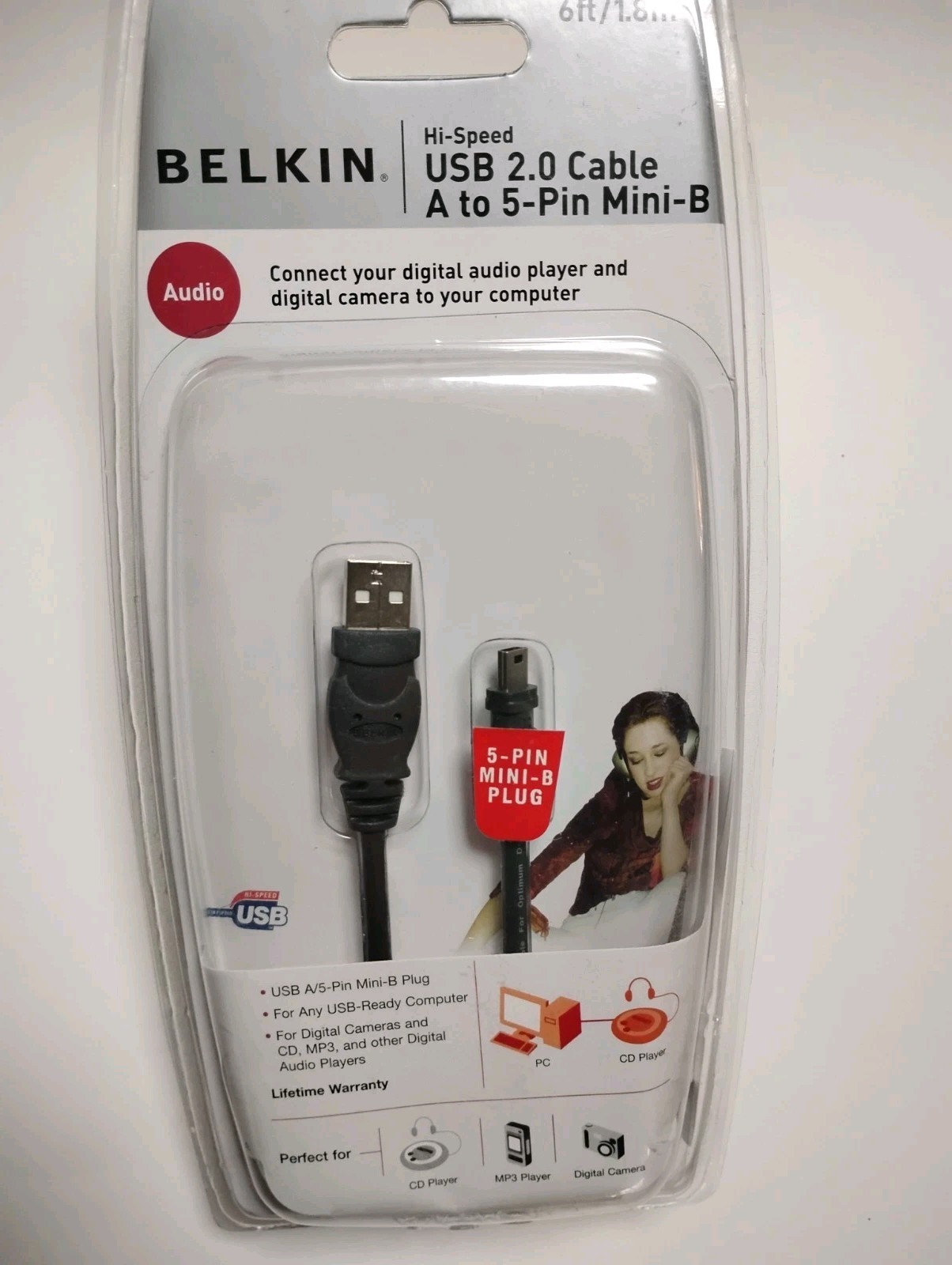 Belkin 5-pin Mini-B Hi-Speed Cable USB 2.0 6 Ft A Plug/5-pin Mini NEW Sealed