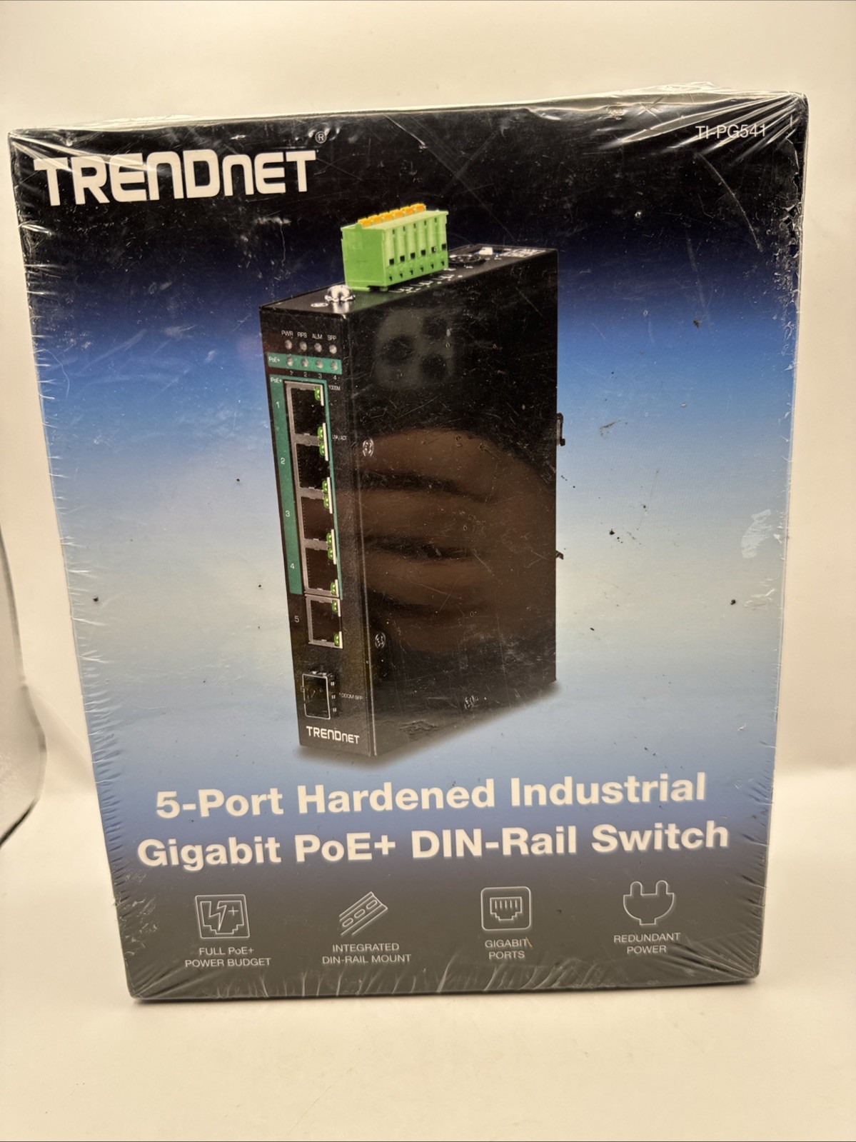 Trendnet TI-PG541 5 Port Hardened Industrial Gigabit PoE+DIN+Rail Switch SEALED