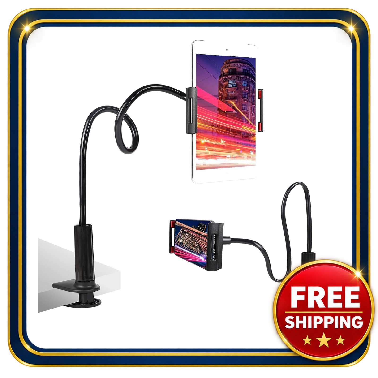 Tablet Holder Bed Mount 31.4 inch Flexible Gooseneck Aluminum-Magnesium Alloy