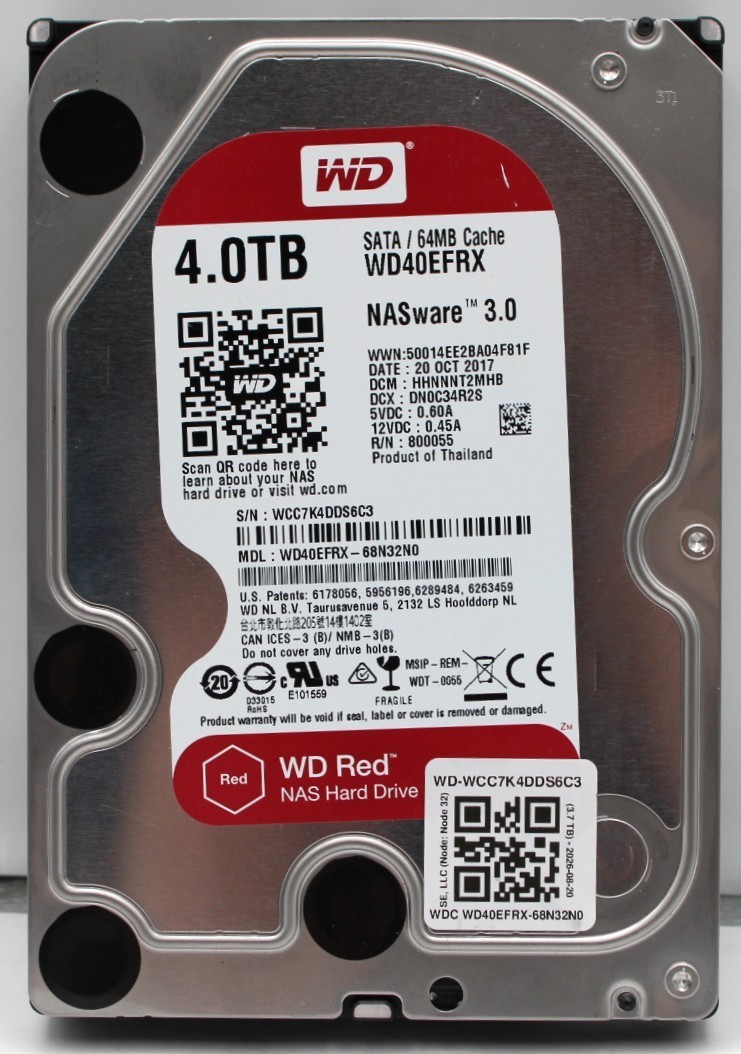 Western Digital Red NAS 4TB WD40EFRX 3.5" SATA HDD *USED/WIPED*