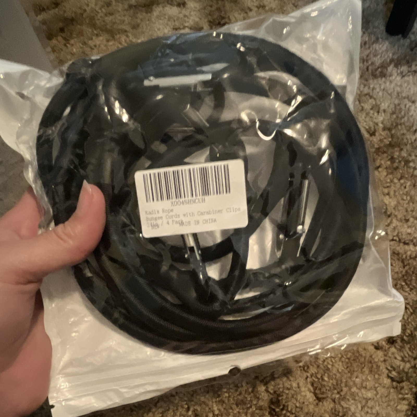 Radix Rope 24” Bungee Cords w/ Carabiner Clips 4 Pack Heavy Duty Black New