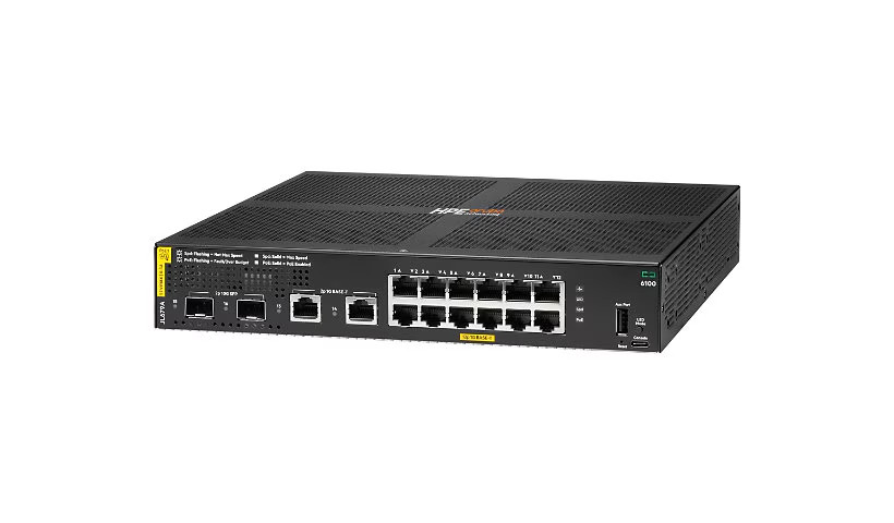 HPE Aruba 6100 12G Class4 PoE 2G/2SFP+ 139W Switch - JL679A