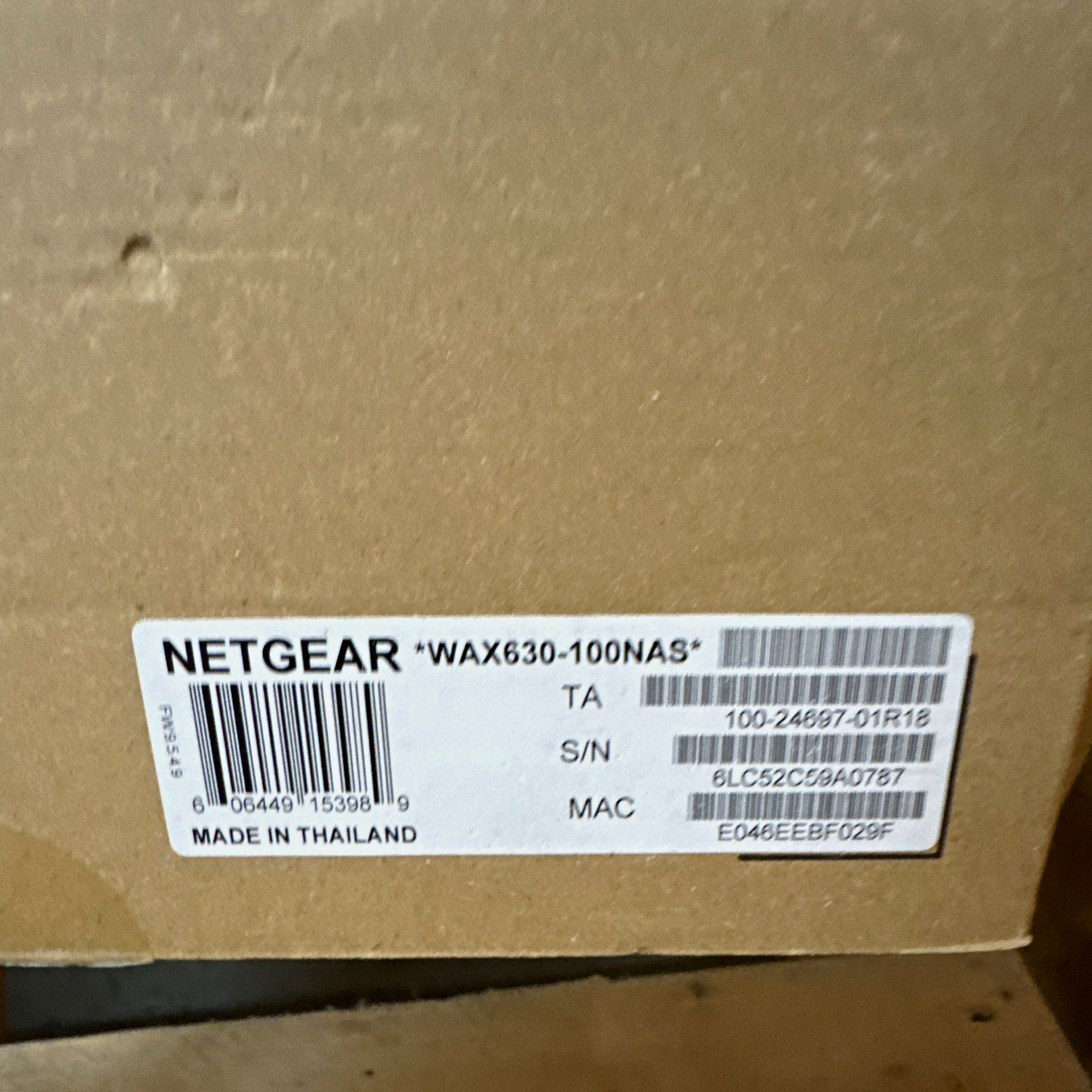 NETGEAR WAX630-100NAS WiFi 6 AX6000 Tri-Band Wireless Access Point