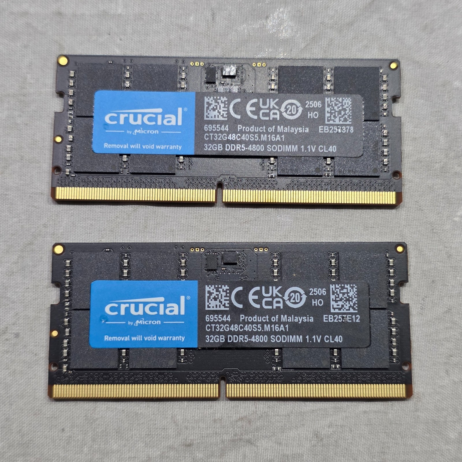 Crucial 64GB (2x32GB) DDR5 SODIMM/SO-DIMM - PC5-4800 - CT32G48C40S5.M16A1 Fast S