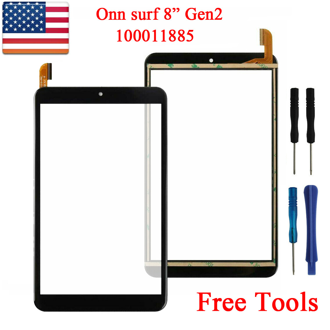 Onn Surf 8" Tablet Gen 2 100011885 2APUQW829 Touch Screen Digitizer Glass Tools