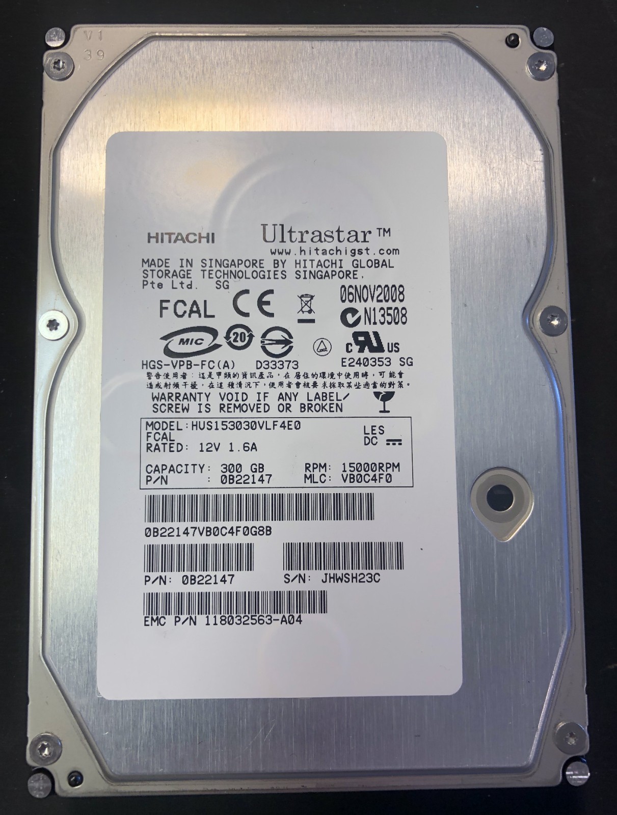 HITACHI HUS153030VLF4E0 300GB FIBRE HARD DRIVE