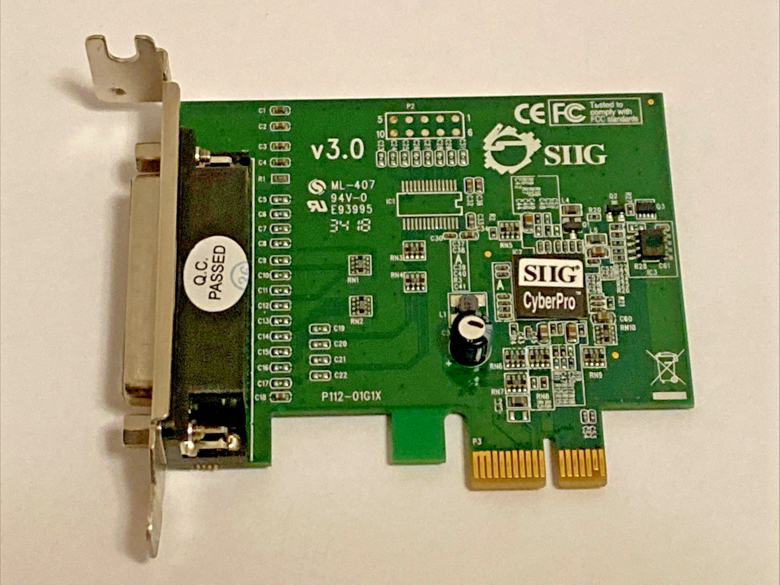 SIIG JJ-E01011-S3 CyberPro CyberParallel PCIe Single Port Parallel Adapter Card
