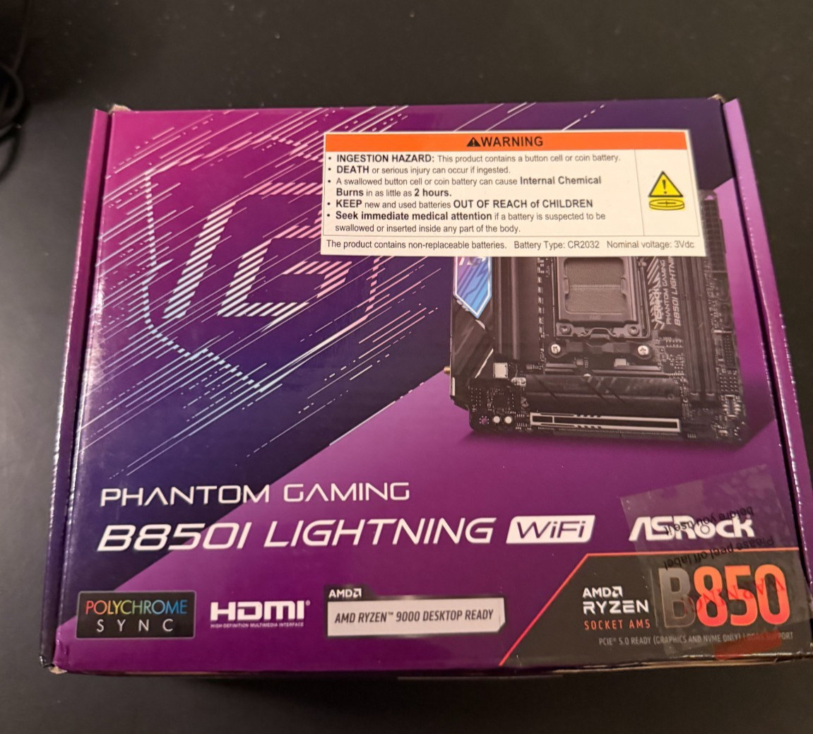 ASRock Phantom Gaming B850i Lightning WiFi AMD AM5 Socket ITX Motherboard 
